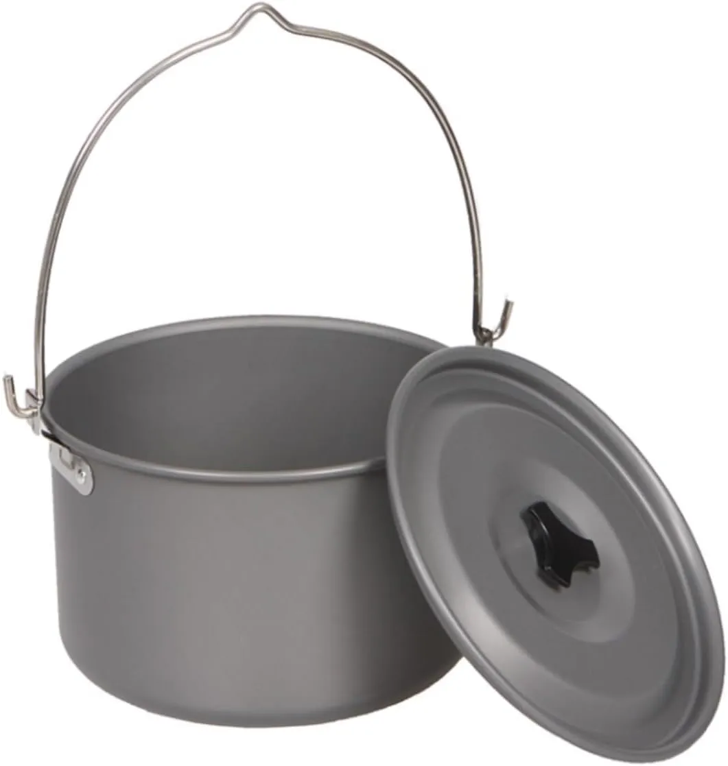 Camping Kitchen Utensil Camping Cooker Outdoor Picnic Picnic Large Hanging Pot Camping Single Pot for Outdoor Cooking(Black)