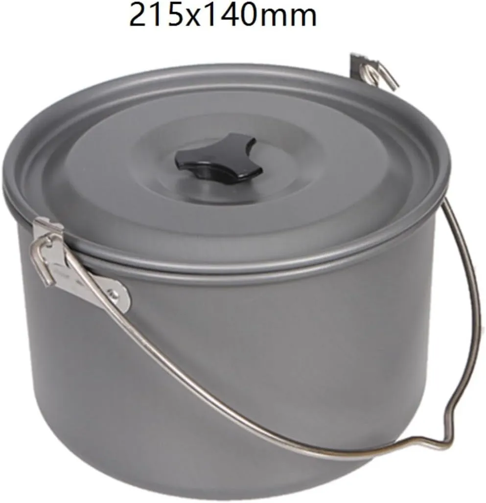 Camping Kitchen Utensil Camping Cooker Outdoor Picnic Picnic Large Hanging Pot Camping Single Pot for Outdoor Cooking(Black)