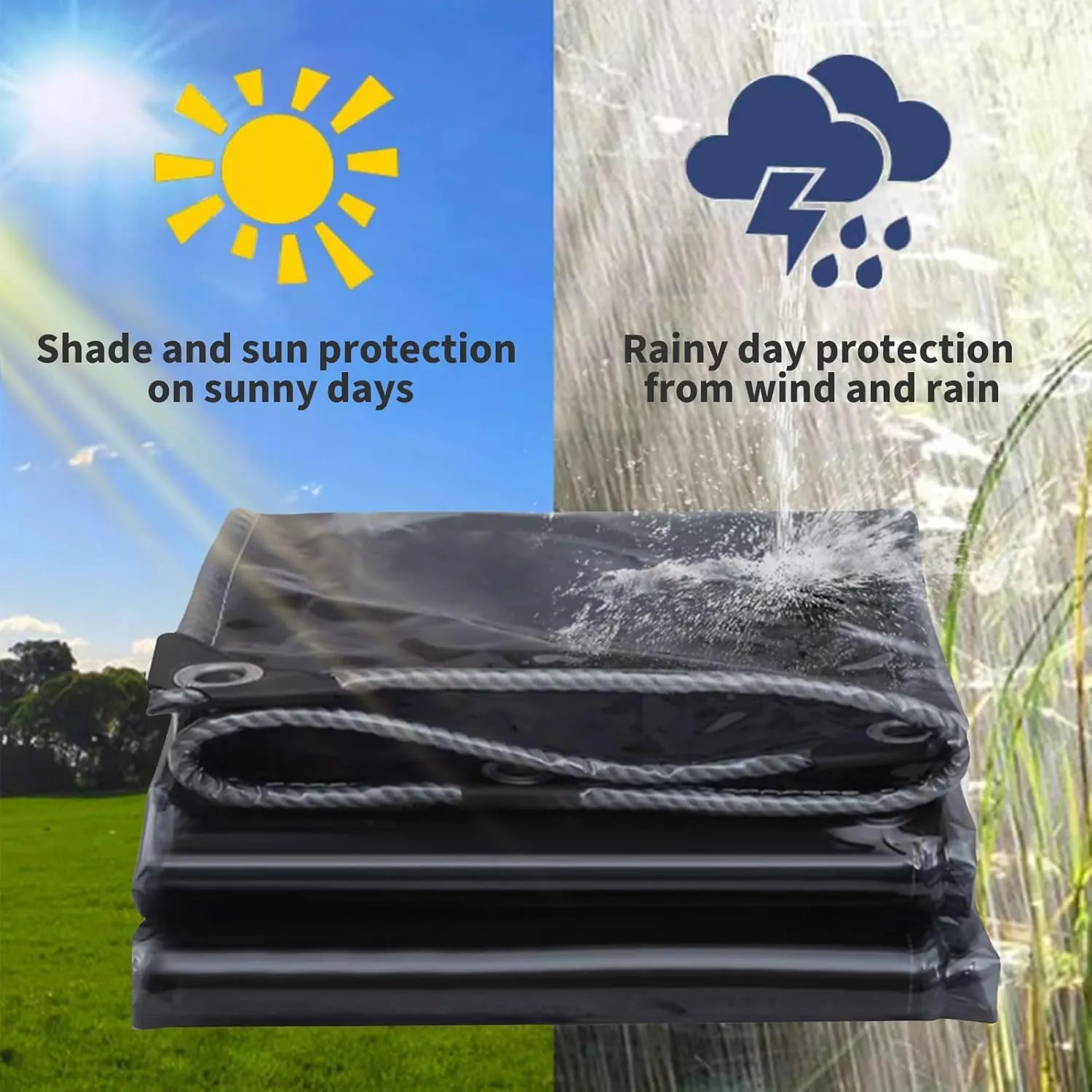 Camping Tarp, Heavy Duty Outdoor Clear PVC Tarp with Reinforced Eyelets, Translucent Pergola Cover Balcony Rainproof Covers for Porch Patio Garden，(3x6m)