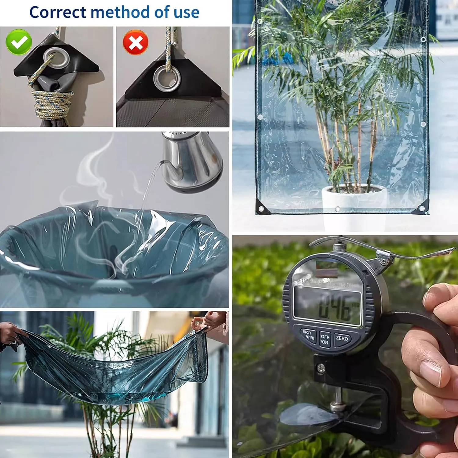 Camping Tarp, Heavy Duty Outdoor Clear PVC Tarp with Reinforced Eyelets, Translucent Pergola Cover Balcony Rainproof Covers for Porch Patio Garden，(3x6m)