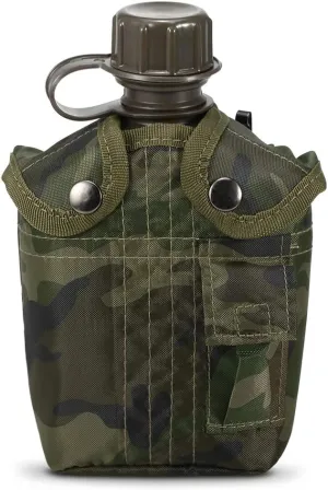 Canteen Bottle, 1L Outdoor Canteen Bottle Camping Hiking Backpacking Survival Water Bottle Kettle with Cover
