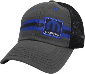 CarBeyondStore - Mopar Logo Stripes Gray Black Mesh Baseball Cap for Charger, RAM, Challenger, Jeep