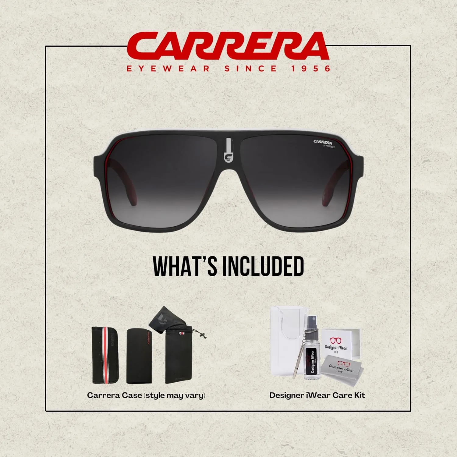 Carrera CA1001/S Plastic Aviator Sunglasses For Men For Women   BUNDLE With Designer iWear Eyewear Kit
