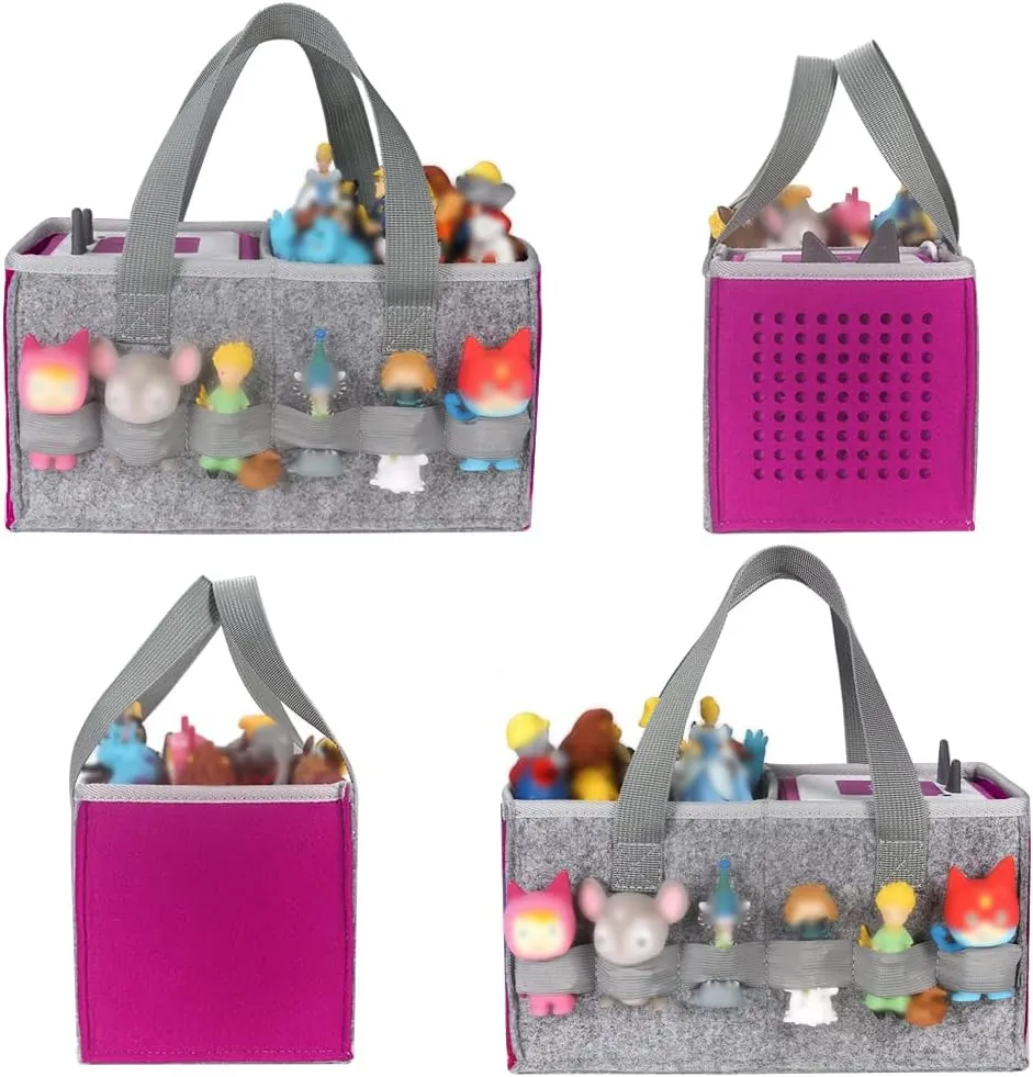 Carry Case Compatible with Toniebox Starter and Tonies Figurines, Home Outdoor Hand Bag for Tonies Audio Player and Dolls, Large Space for Audio Accessories (Purple)