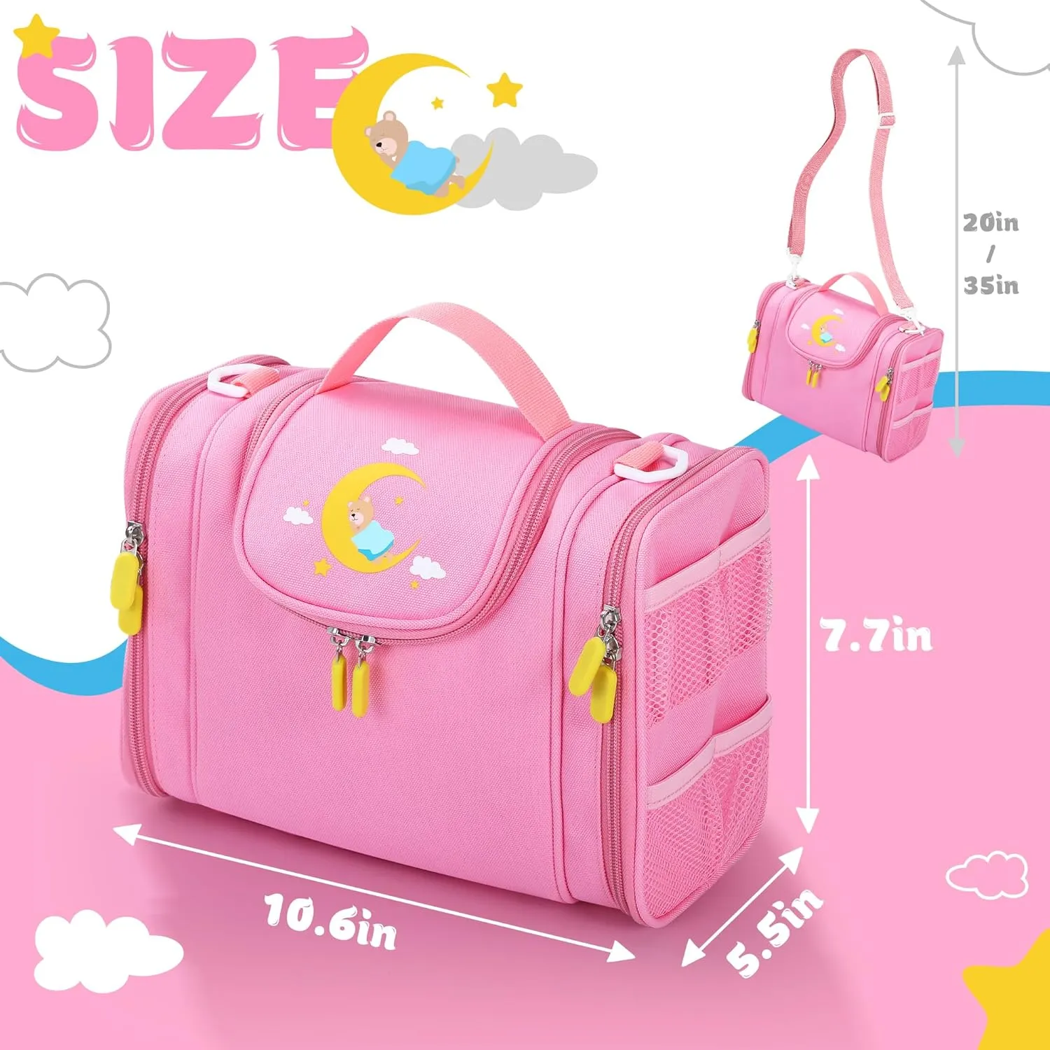 Carrying Case Compatible with Little Tikes Story Dream Machine Books Starter Set, Cute Storage Bag with Handle and Shoulder Strap for Character Storybook Accessory Bag Only (Pink)