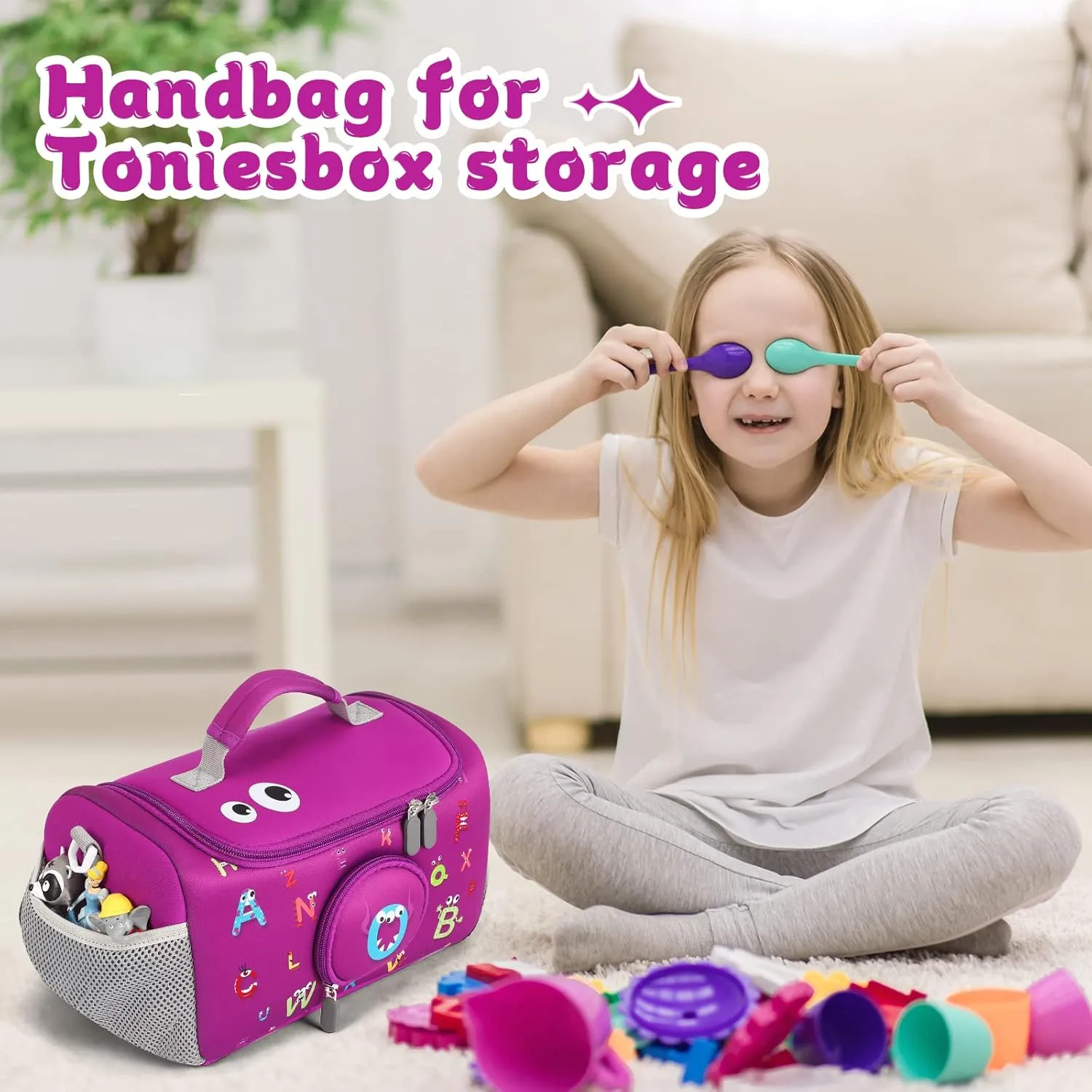 Carrying Case for Toniebox Starter Set, Storage Carrier Bag for Toniebox Audio Player Carrying Box for Toniebox Accessories Travel Carrying Bag for Toniebox (Purple)