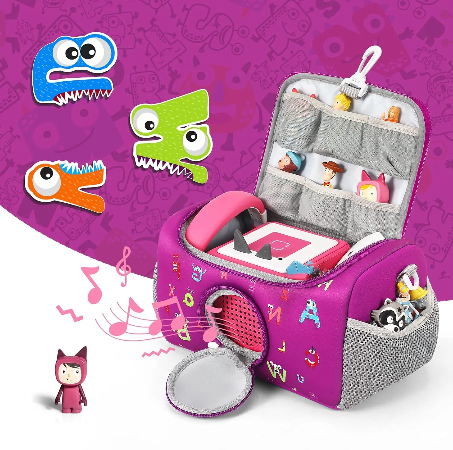 Carrying Case for Toniebox Starter Set, Storage Carrier Bag for Toniebox Audio Player Carrying Box for Toniebox Accessories Travel Carrying Bag for Toniebox (Purple)