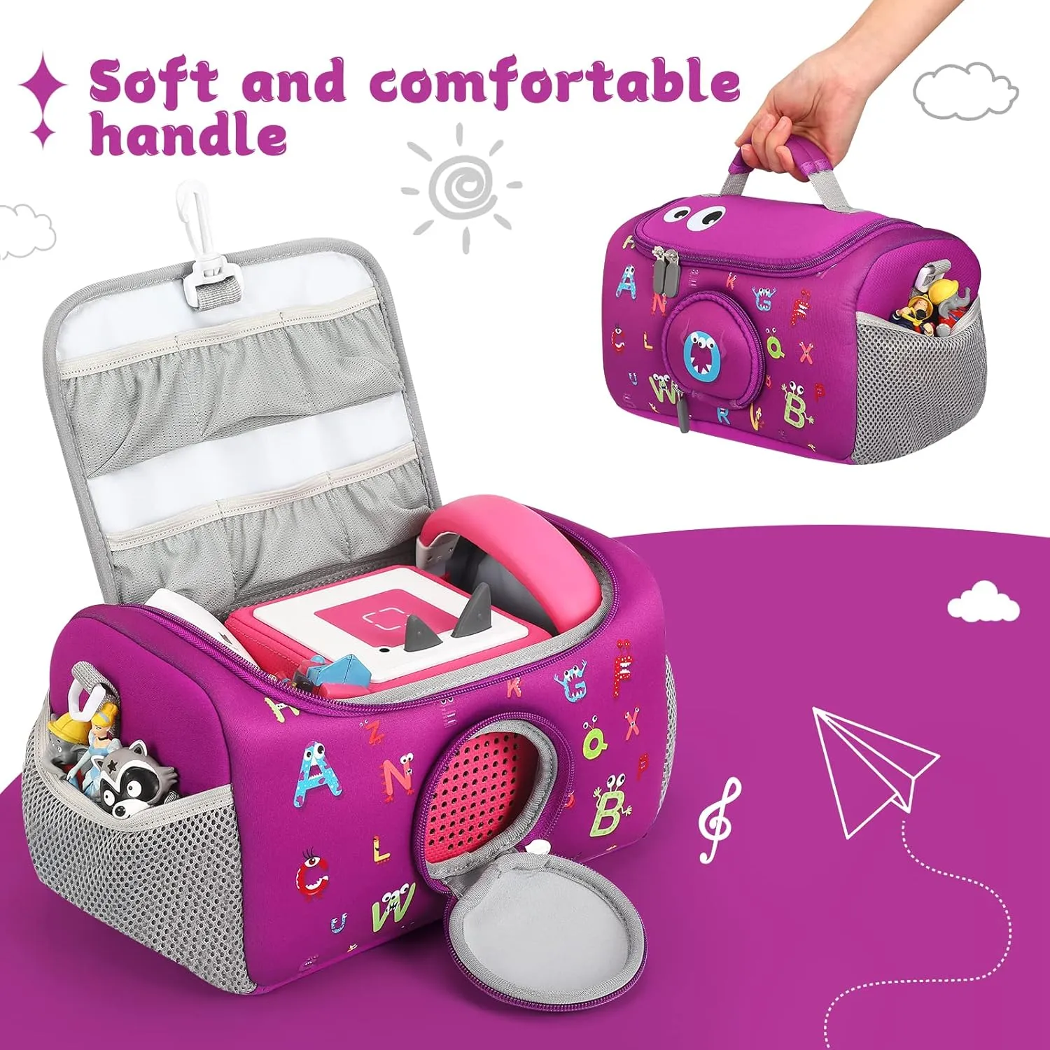 Carrying Case for Toniebox Starter Set, Storage Carrier Bag for Toniebox Audio Player Carrying Box for Toniebox Accessories Travel Carrying Bag for Toniebox (Purple)