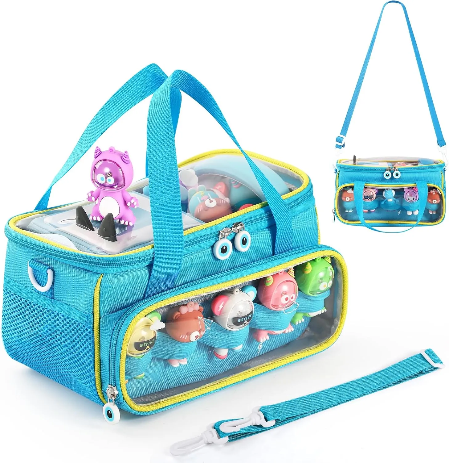Carrying Case for Toniebox, Storage Carrier Bag for Tonie Characters with Shoulder Strap and Handle, Home Outdoor Hand Bag for Tonies Audio Player and Dolls (Blue)
