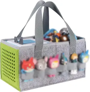Carrying Case for Tonies Starter Set & Storage Bag for Tonies Figurine, Felt Cloth Musical Toy Folding Bag for Kids Toniebox Accessories Travel Carrying Bag with Handle for Toniebox Green