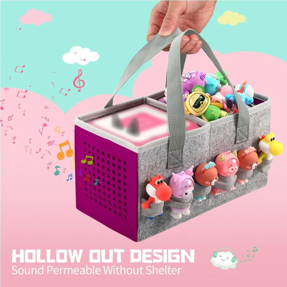 Carrying Case Travel Felt Bag Compatible with Toniebox Starter Set and Tonies Figurine (Gray Purple)