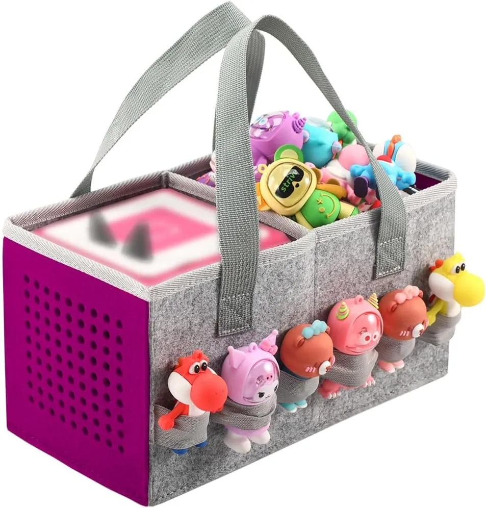 Carrying Case Travel Felt Bag Compatible with Toniebox Starter Set and Tonies Figurine (Gray Purple)
