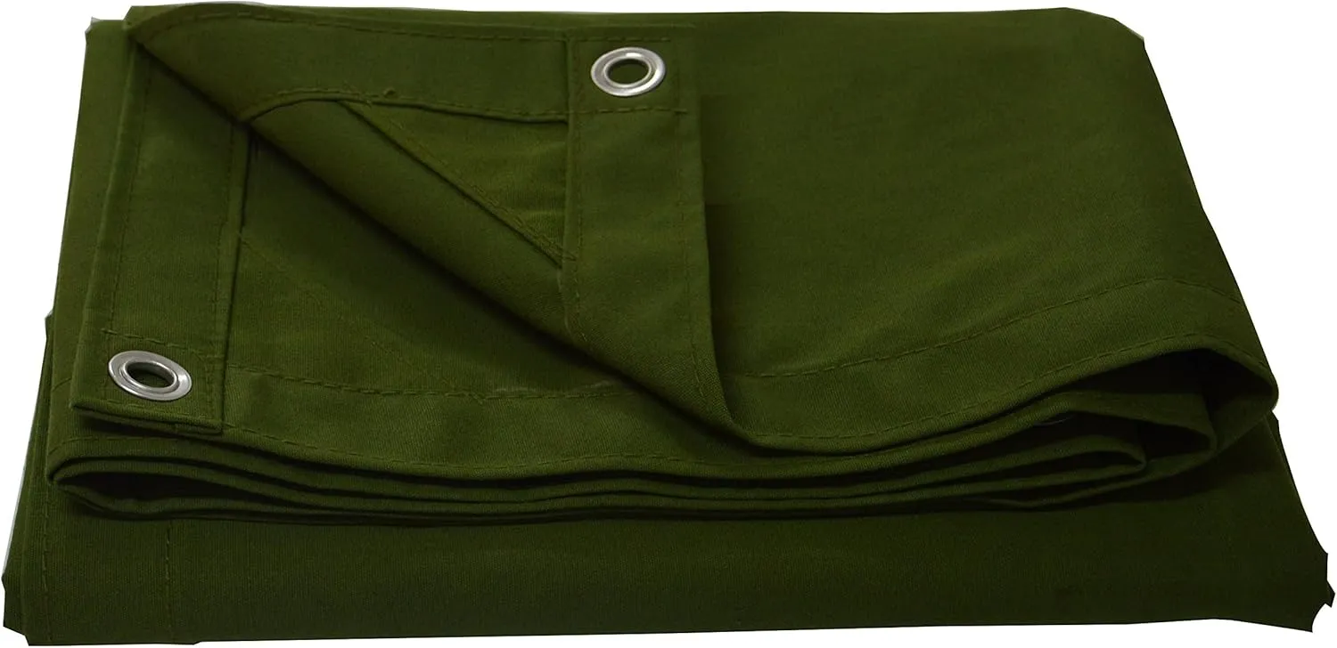 CARTMAN Finished Size 10x12 Feet Canvas Tarp with Rustproof Grommets, Heavy Duty Multipurpose Tarpaulin Cover for Canopy Tent, Roof, Camping, Woodpile