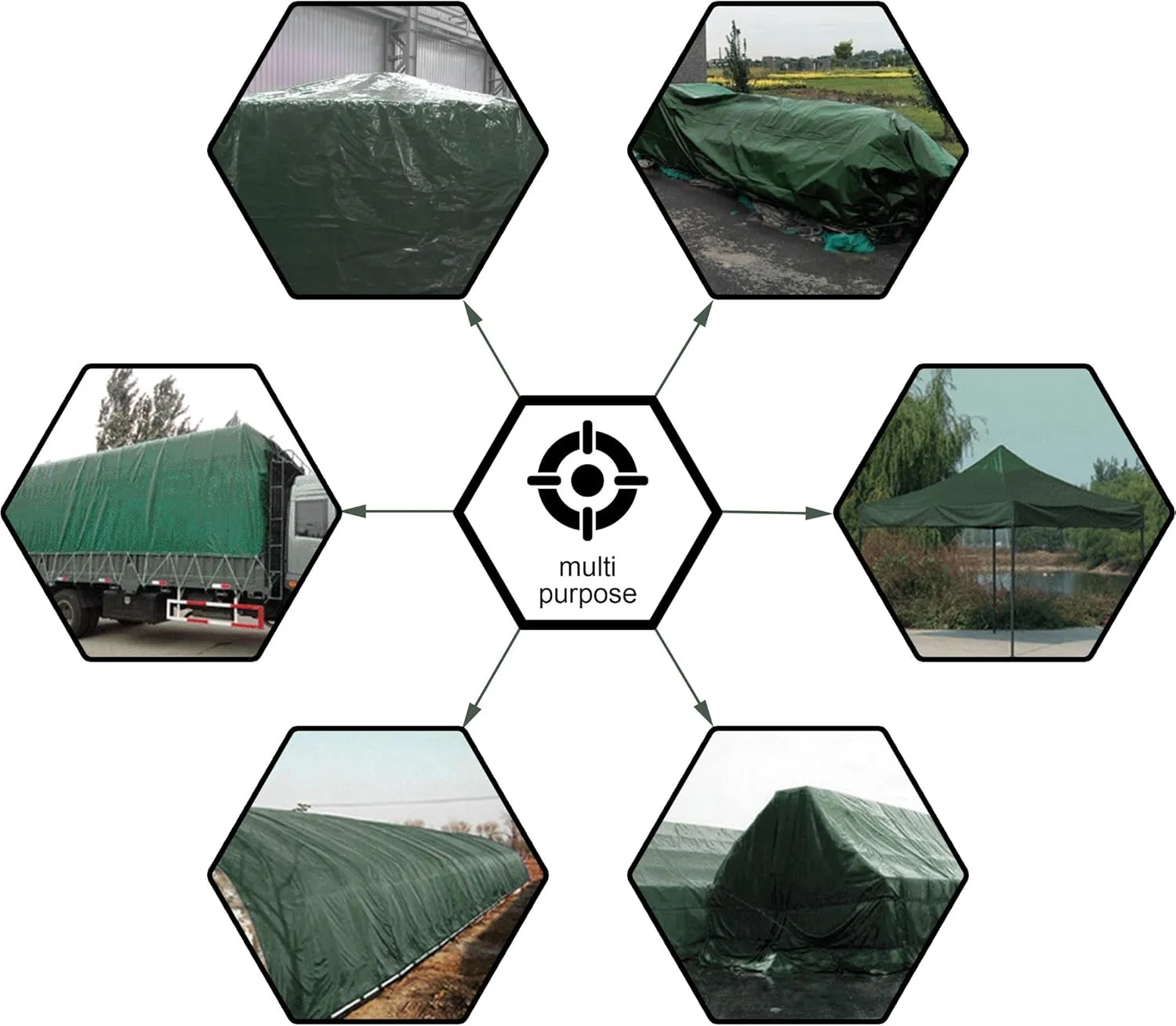 CARTMAN Finished Size 10x12 Feet Waterproof Green Tarp 8 Mil Thick, Multipurpose Protective Cover for Emergency Rain Shelter Camping Tarpaulin