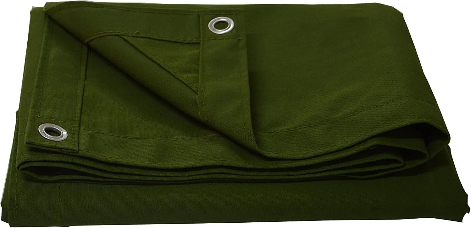 CARTMAN Finished Size 10x16 Feet Canvas Tarp with Rustproof Grommets, Heavy Duty Multipurpose Tarpaulin Cover for Canopy Tent, Roof, Camping, Woodpile