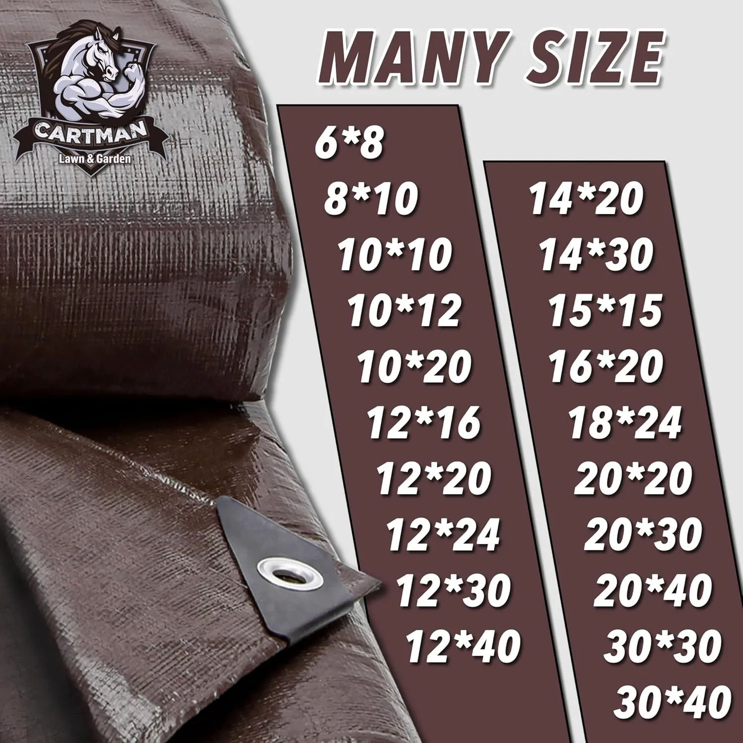 CARTMAN Finished Size 15x15 Feet Extra Thick 20 Mil Brown Ultra Heavy Duty Poly Tarp, Multipurpose Protective Cover, UV Resistant, Waterproof Poly Tarpaulin with Reinforced Edges