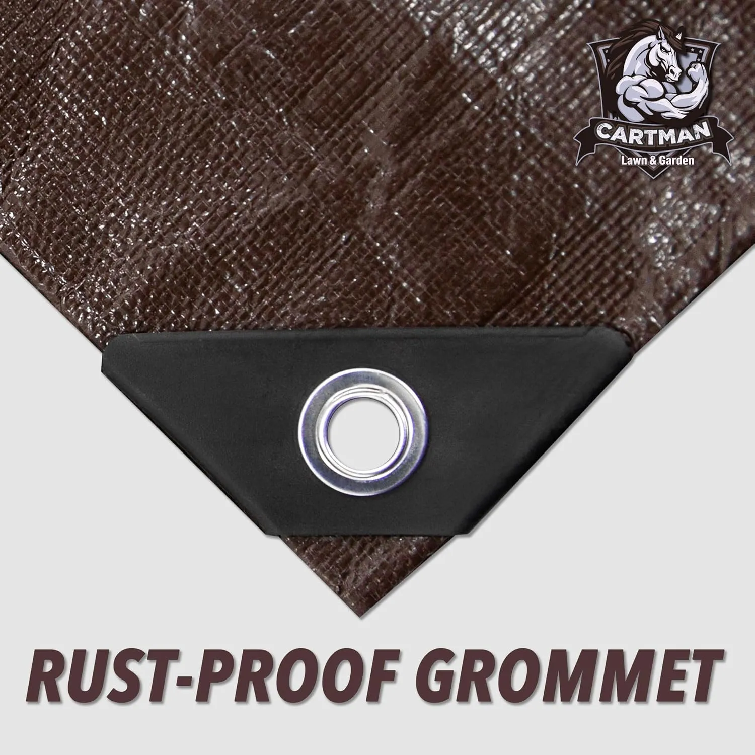 CARTMAN Finished Size 15x15 Feet Extra Thick 20 Mil Brown Ultra Heavy Duty Poly Tarp, Multipurpose Protective Cover, UV Resistant, Waterproof Poly Tarpaulin with Reinforced Edges