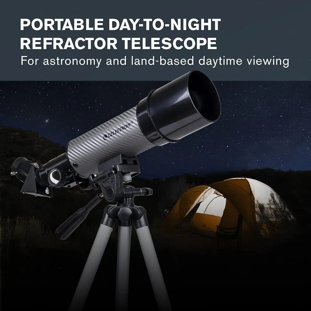 Celestron – 60mm Travel Scope DX – Ideal Portable Refractor Telescope for Beginners – Fully Coated Glass Optics – Bonus Astronomy Software Package – Includes Smartphone Adapter for Digiscoping