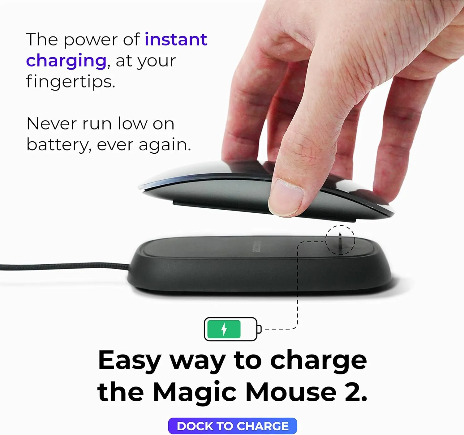 Charging Station Compatible with Apple Magic Mouse 2 - Dark Grey - Perfect Accessories | Usable As Charging Dock, Stand & Charger | Includes 5ft (1.5m) USB-A Cable