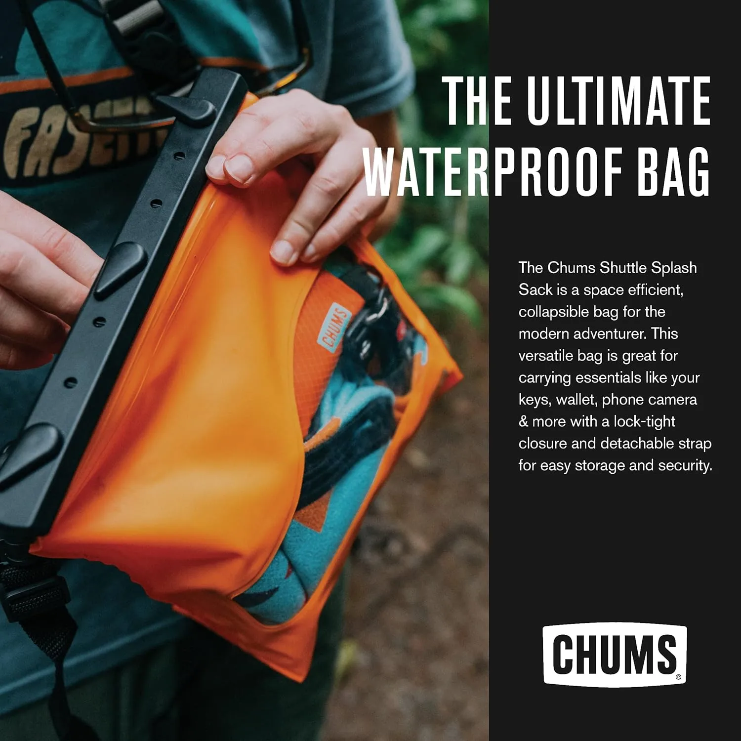 Chums Shuttle Splash Sack - Packable & Portable Waterproof Dry Bag for the Outdoors & On the Water - Orange