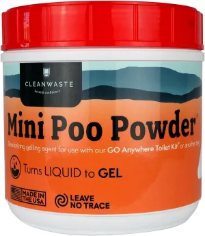 Cleanwaste Portable Mini Poo Powder Deodorizing Waste Treatment - 55 Scoops - Pee and Poop Gelling Powder for Camping, Travel, Emergencies