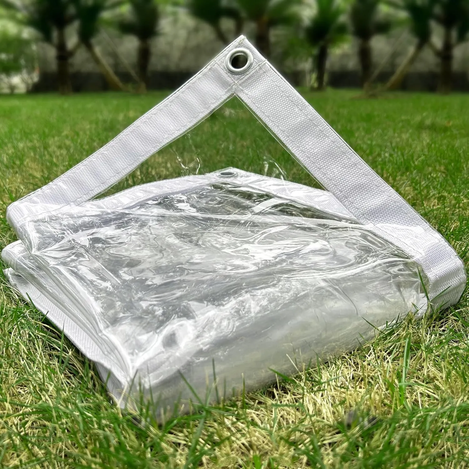 Clear Tarp 3 x 3FT, 20 Mil Clear Vinyl Tarp, Small Cover Plastic Sheeting with Grommets, Double-Stitched Reinforced Edges, Heavy Duty Tarps Waterproof and Tearproof