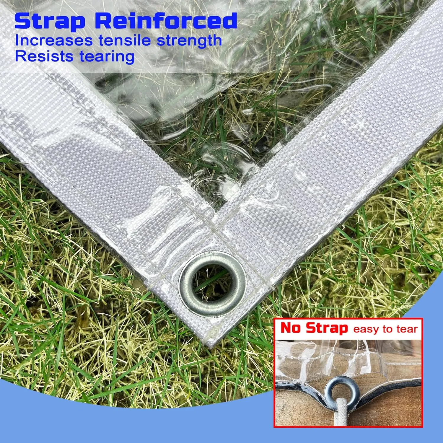 Clear Tarp 3 x 3FT, 20 Mil Clear Vinyl Tarp, Small Cover Plastic Sheeting with Grommets, Double-Stitched Reinforced Edges, Heavy Duty Tarps Waterproof and Tearproof