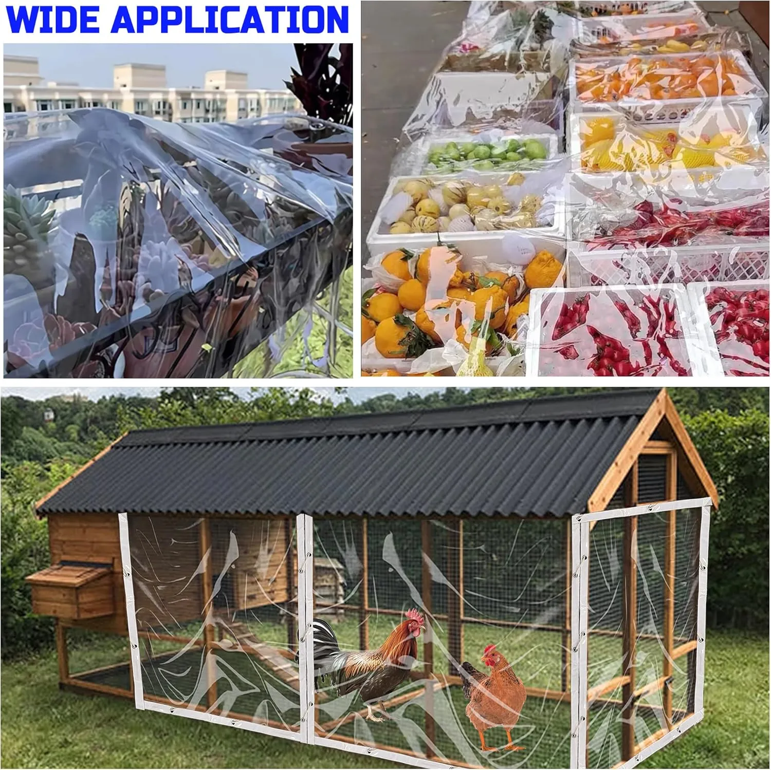 Clear Tarp 3 x 3FT, 20 Mil Clear Vinyl Tarp, Small Cover Plastic Sheeting with Grommets, Double-Stitched Reinforced Edges, Heavy Duty Tarps Waterproof and Tearproof