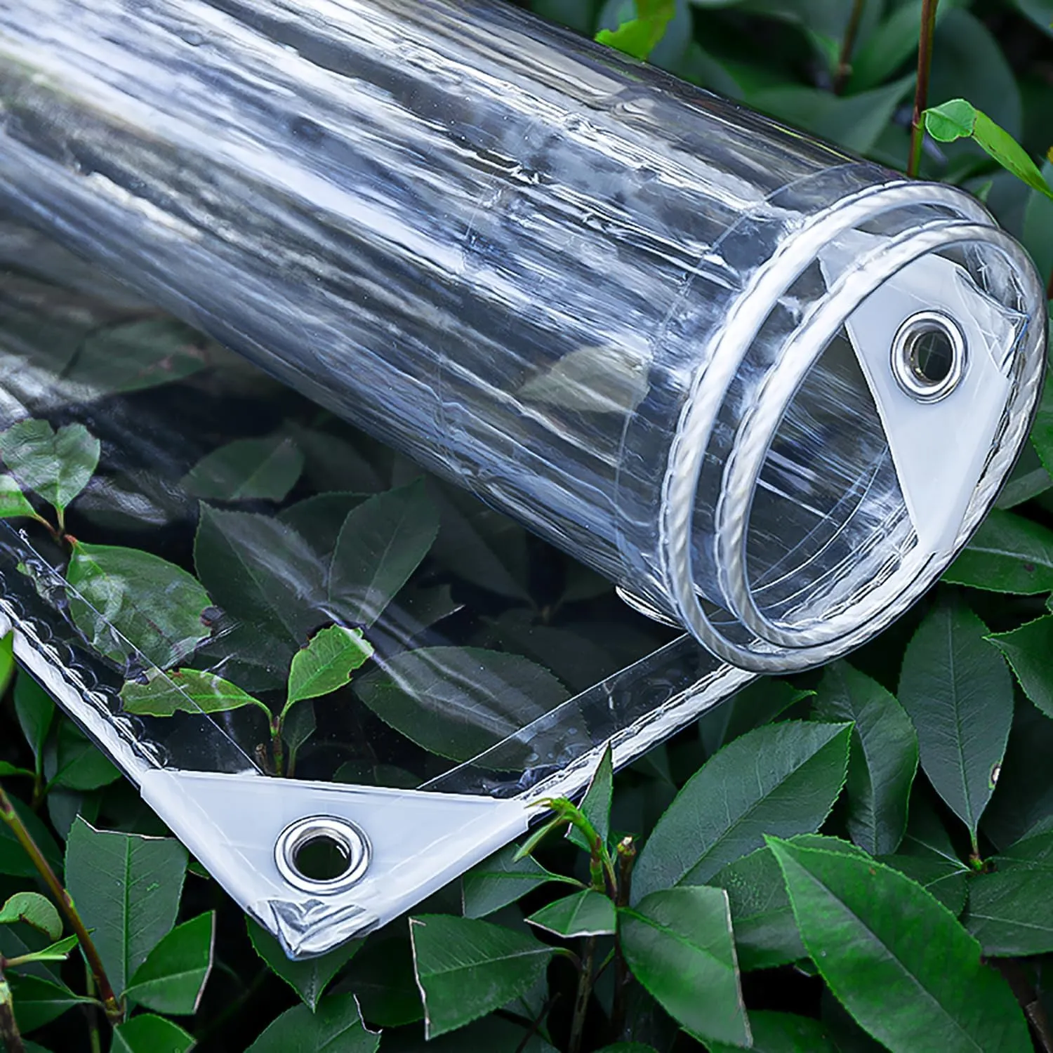 Clear Tarp, Clear Waterproof Tarps Heavy Duty Waterproof with Reinforced Edge, 16Mil Thickened Tear Resistant PVC Vinyl Tarpaulin Enclosure for Patio,Porch and Outdoor (8x10ft (2.4x3m))
