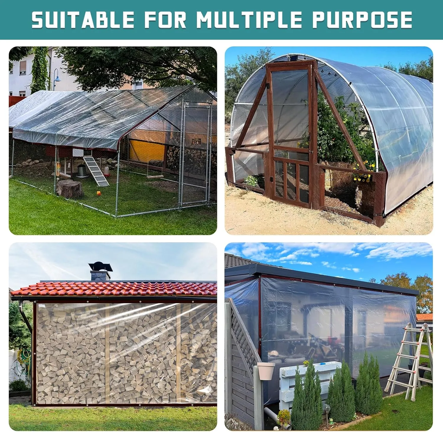 Clear Tarp Waterproof, 8x10 Tarps Heavy Duty with Grommets Outdoors Vinyl Plastic Tarpaulin for Patio Transparent Lonas Greenhouse Chicken Coop Covers for Winter