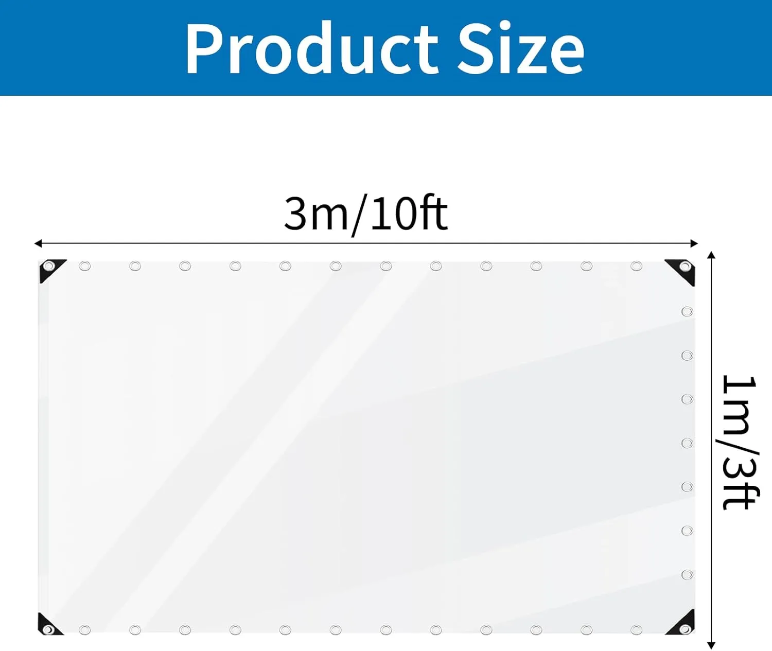 Clear Tarps Heavy Duty Waterproof 3x10 Ft,14Mil Thickened Clear Vinyl Tarps with Grommets and Cable Tie,Clear Vinyl Patio Enclosure Tarpaulin for Patio,Pavilion,Porch,Greenhouse,Outdoor