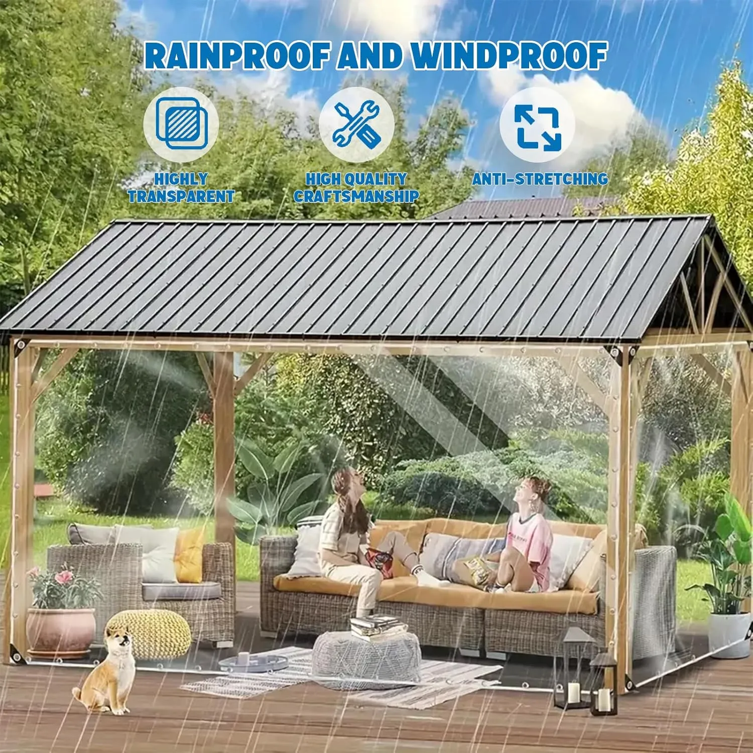 Clear Tarps Heavy Duty Waterproof 3x10 Ft,14Mil Thickened Clear Vinyl Tarps with Grommets and Cable Tie,Clear Vinyl Patio Enclosure Tarpaulin for Patio,Pavilion,Porch,Greenhouse,Outdoor