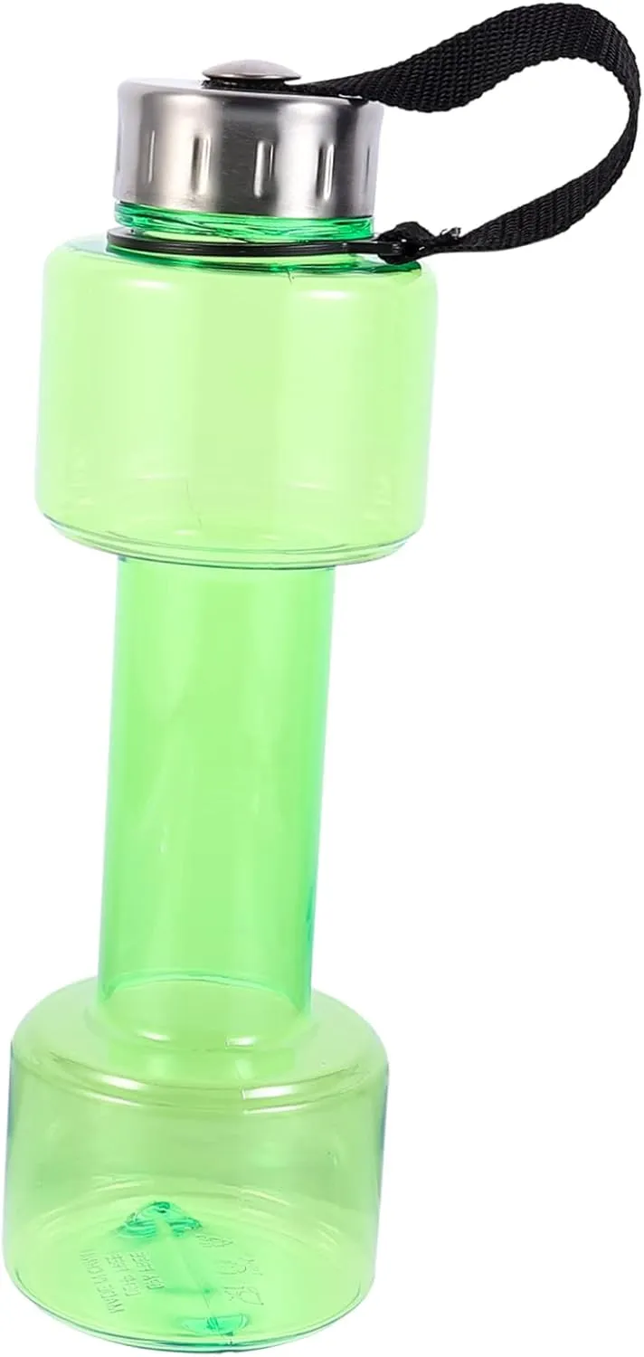 CLISPEED 1pc Unique Design Fitness Dumbbell Water Bottle, 750ml Plastic, Adult, Fitness/Travel/Sports/Camping, Weightlifting Dumbbell Design, Reusable, Round, 25.5cm