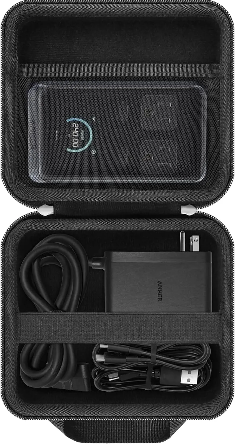 co2CREA Hard Protective Case for Anker Prime 240W 8-in-1 Charging Station/Anker Prime 160W 14-Port Docking Station, Organizer Bag for Adapter and Other Accessories (Case Only)