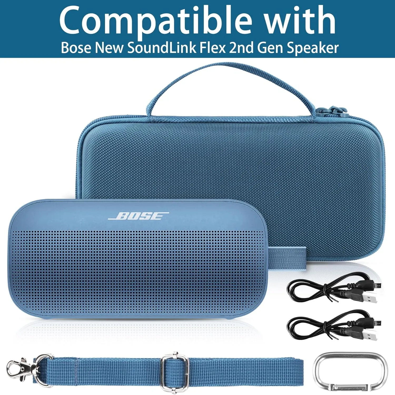 co2CREA Hard Travel Case Replacement for Bose New SoundLink Flex 2nd Gen/Bose SoundLink Flex Bluetooth Portable Speaker (Blue Dusk Case)
