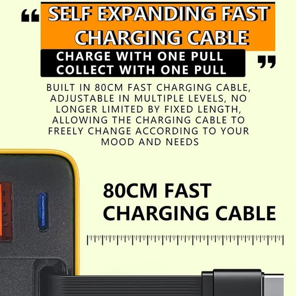Colltective 3 in 1 Gan Charger, Scalable 80w Max Fast Charger Module with Type-C Cable and 2 USB Ports, Retractable Phone Chargers Wall Plug USB C Chargers Block for iPhone Phone Laptops(3pcs Set)