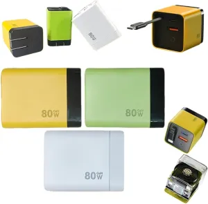Colltective 3 in 1 Gan Charger, Scalable 80w Max Fast Charger Module with Type-C Cable and 2 USB Ports, Retractable Phone Chargers Wall Plug USB C Chargers Block for iPhone Phone Laptops(3pcs Set)