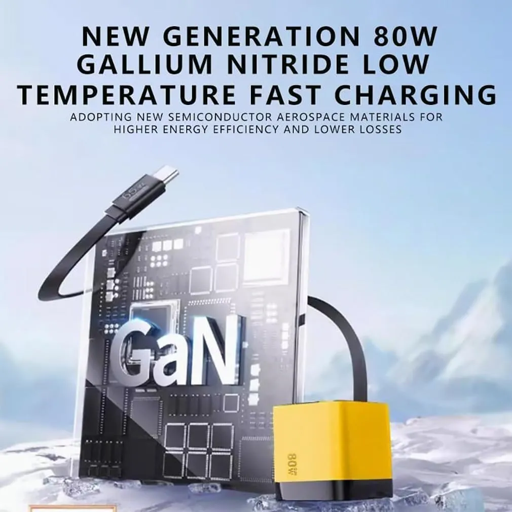 Colltective 3 in 1 Gan Charger, Scalable 80w Max Fast Charger Module with Type-C Cable and 2 USB Ports, Retractable Phone Chargers Wall Plug USB C Chargers Block for iPhone Phone Laptops(3pcs Set)