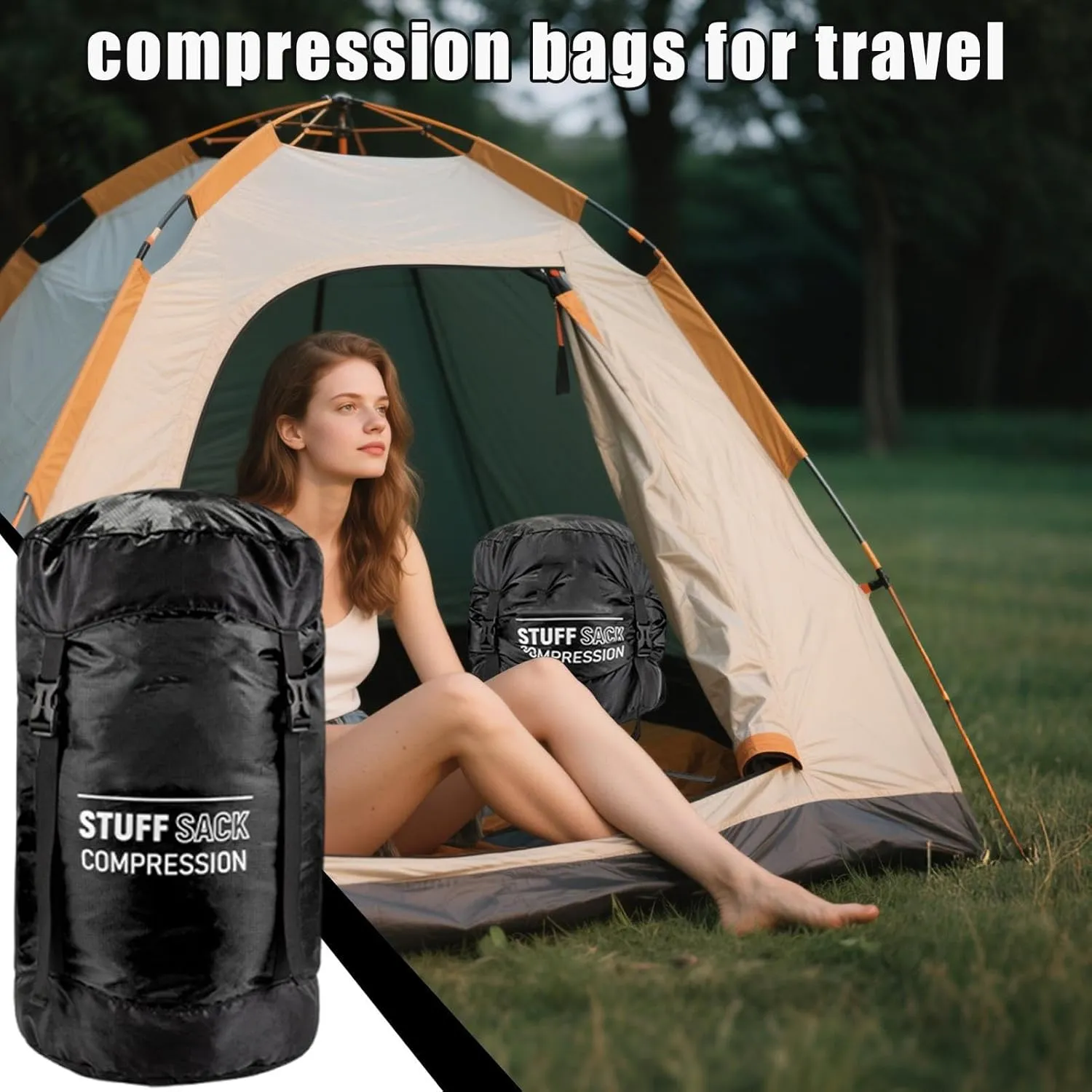 Compression Sack for Sleeping Bag | Waterproof Compression Dry Bag - Lightweight Multifunctional Outdoor Gear Reusable Hiking Supplies for Adventures Travel Hiking Camping