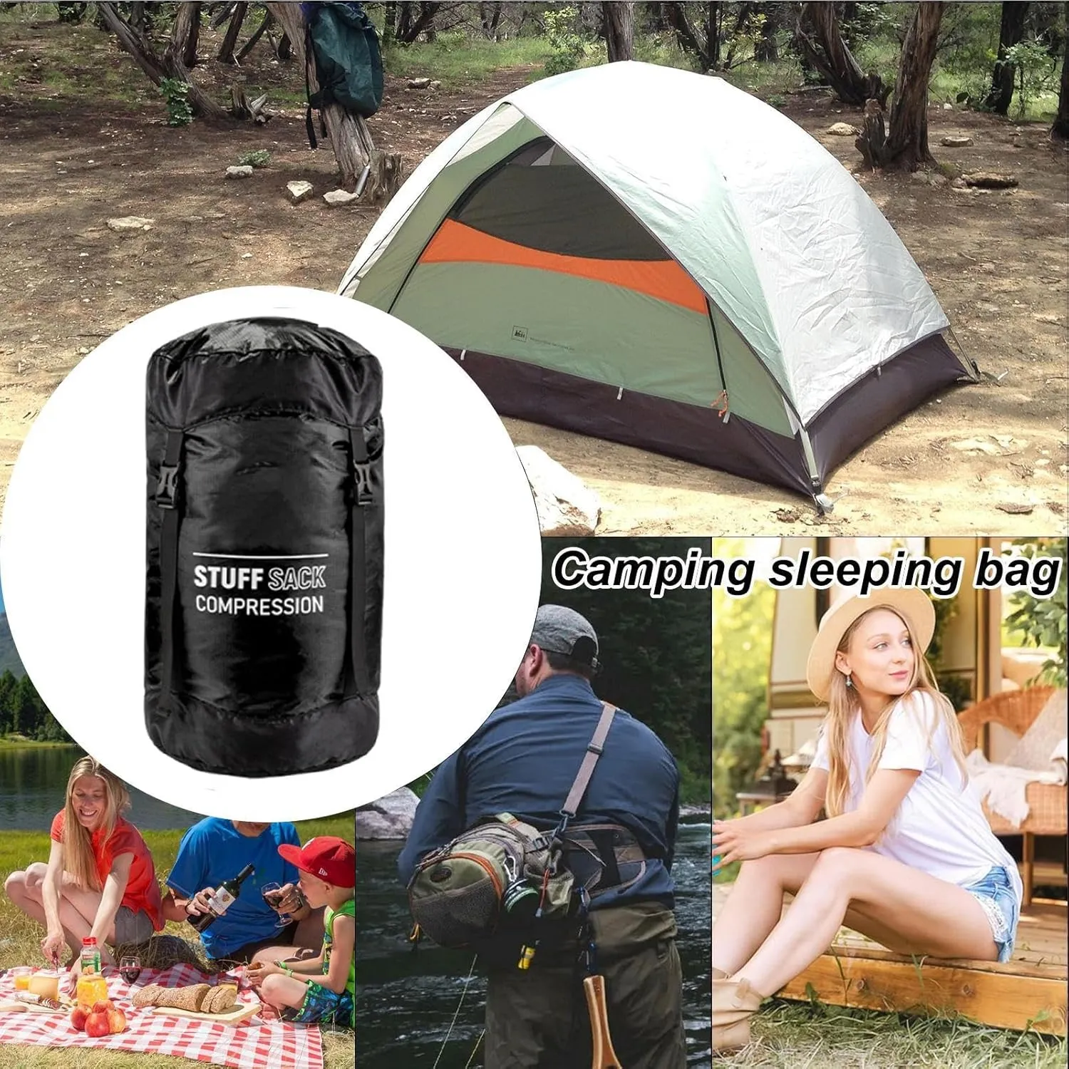 Compression Sack for Sleeping Bag | Waterproof Compression Dry Bag - Lightweight Multifunctional Outdoor Gear Reusable Hiking Supplies for Adventures Travel Hiking Camping
