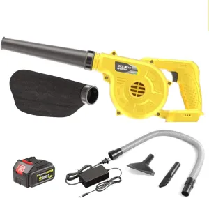 Cordless Electric Leaf Blower and Vacuum Cleaner, Rechargeable Garden Sweeper, Handheld Vacs Cleaner with 70cm Extension Tube, with 21V Lithium Battery and Charger