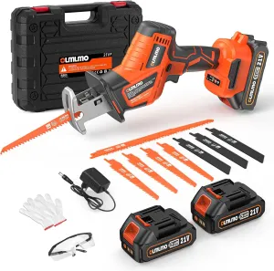Cordless Reciprocating Saw With 8 Blades – Brushless Motor, Variable Speed 0‑3200 SPM, 2×2000mAh Batteries, Tool‑Free Blade Change, Power Reciprocating Saw for PVC Wood, Metal Cutting DIY