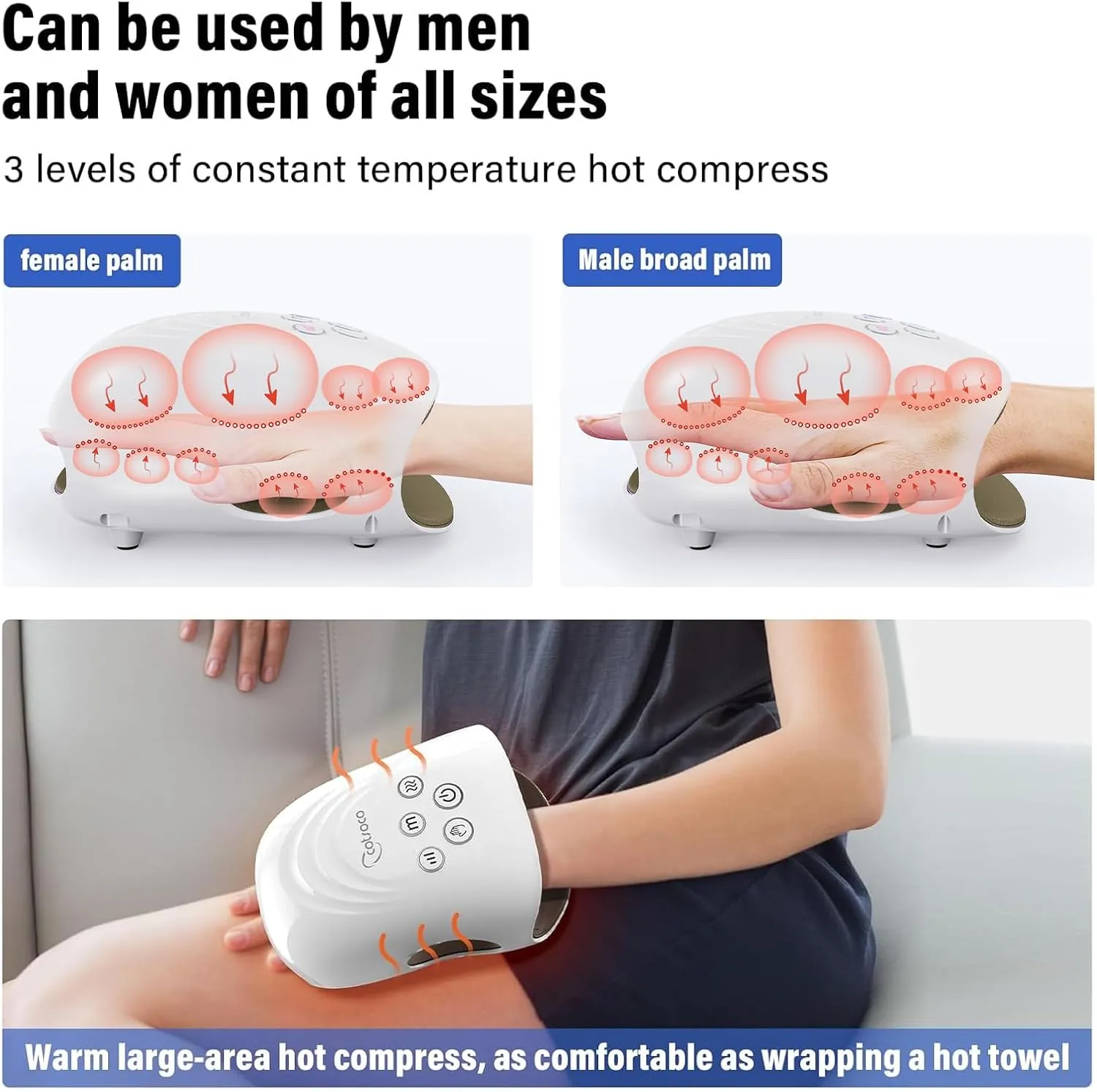 cotsoco Hand Massager with Heat and Compression for Arthritis and Carpal Tunnel, Birthday Gifts for Women Mom Men,White, Gift for Birthday