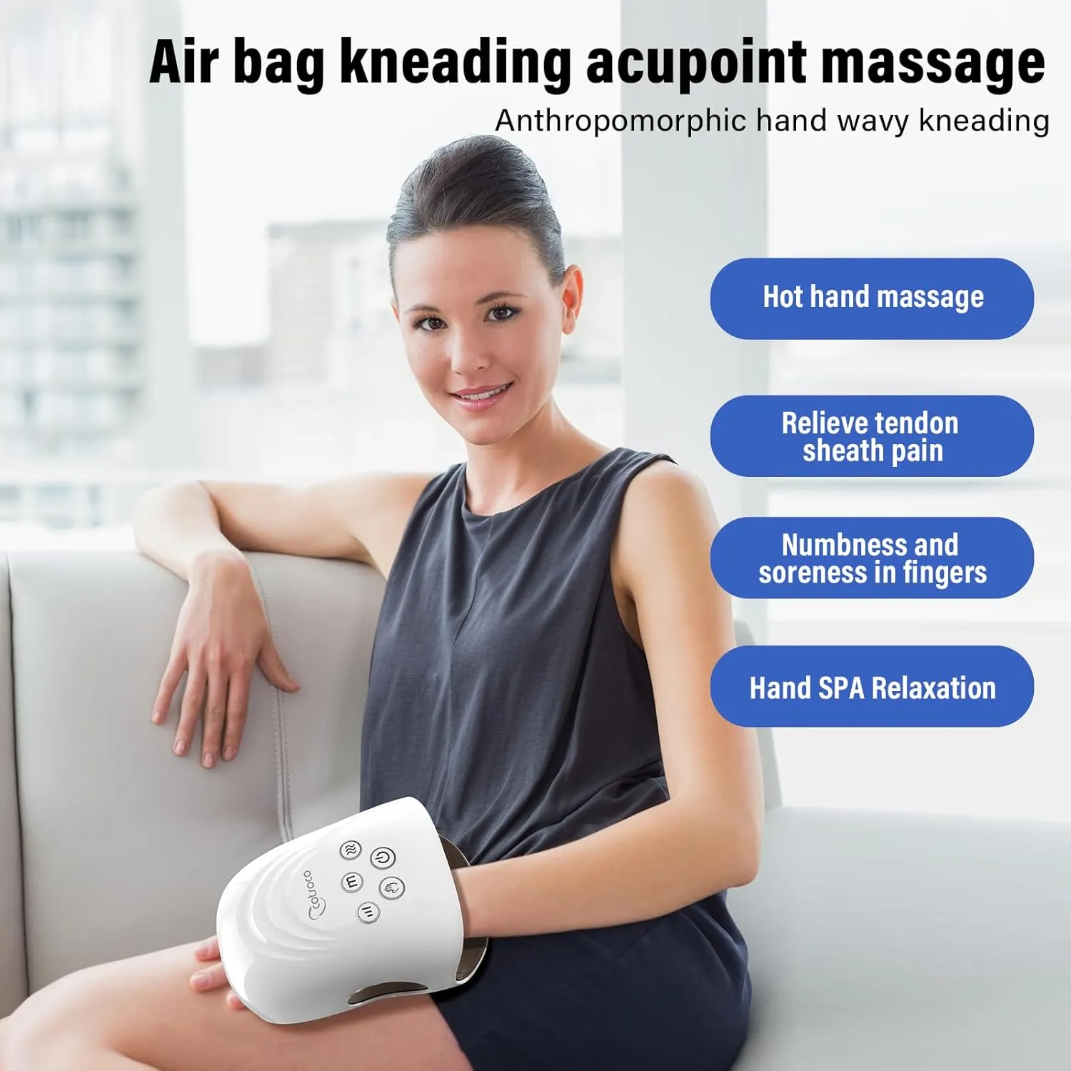 cotsoco Hand Massager with Heat and Compression for Arthritis and Carpal Tunnel, Birthday Gifts for Women Mom Men,White, Gift for Birthday