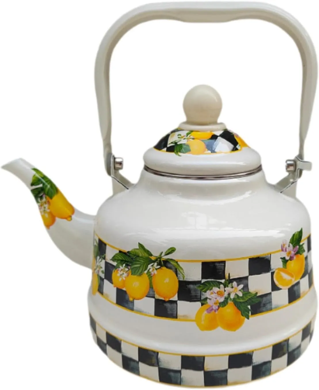Creative Enamel Tea Kettle, Turkish Teapot Heat Resistant Water Pitcher,Lemon Enamel Pot Boiling Water Coffee Tea, 1.7L