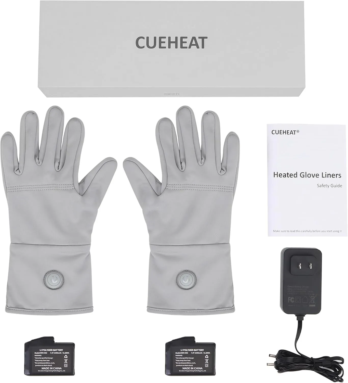 CUEHEAT Heated Glove Liners, Flexible Ultrathin, Touchscreen, 7.4V Rechargeable Battery Electric Heating Thin Gloves