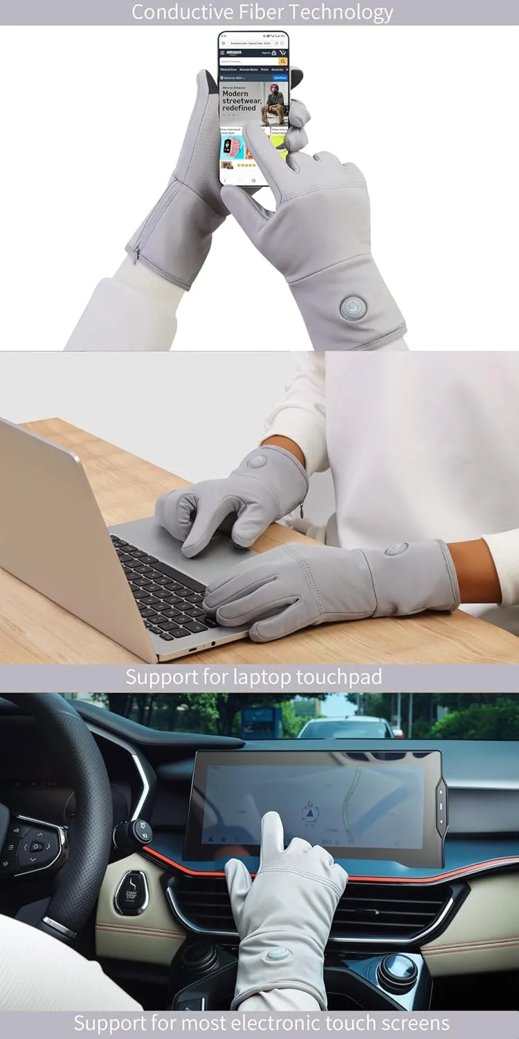 CUEHEAT Heated Glove Liners, Flexible Ultrathin, Touchscreen, 7.4V Rechargeable Battery Electric Heating Thin Gloves