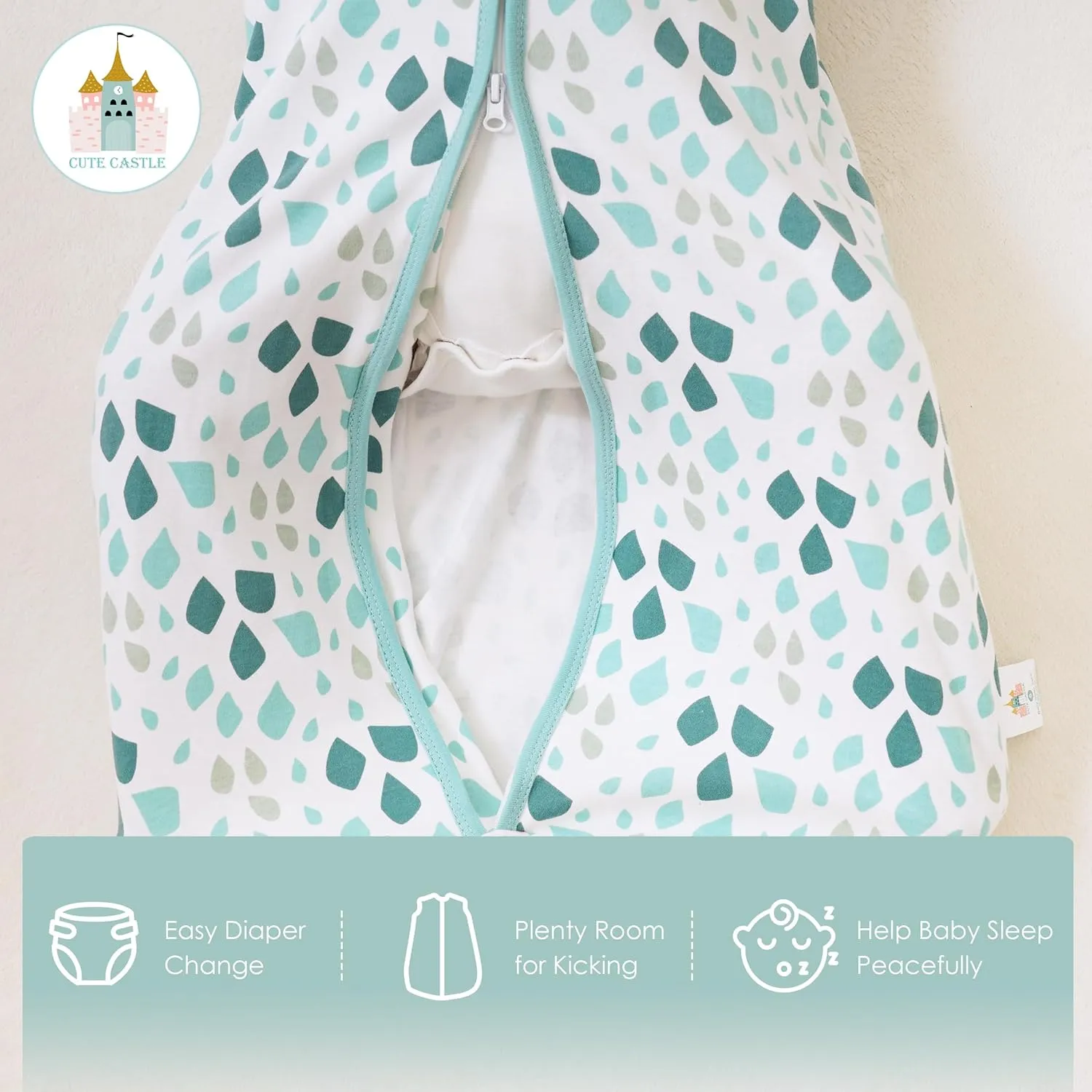 Cute Castle Baby Sleep Sack 18-24 Months - Lightweight 100% Cotton 2-Way Zipper TOG 0.5 Infant Wearable Blanket, Newborn Essentials Toddler Sleep Clothes (3 Pack Green)