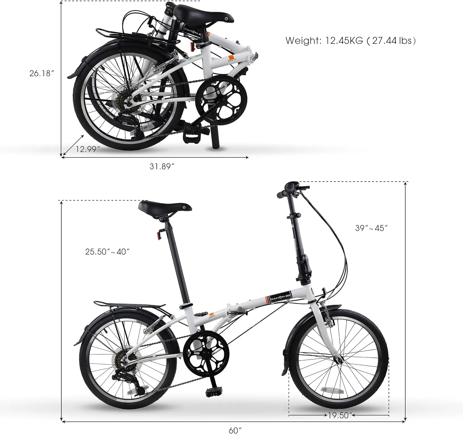 Dahon Dream D6 Folding Bike, Lightweight Aluminum Frame; 6-Speed Gears; 20” Foldable Bicycle for Adults