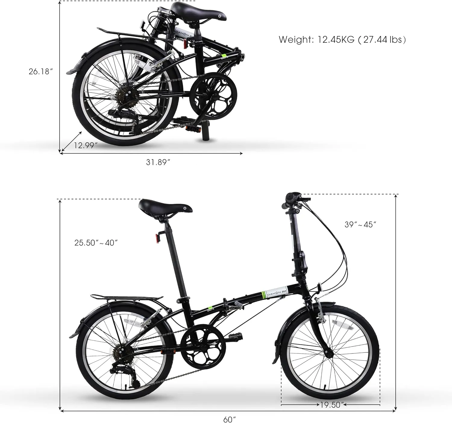 Dahon Dream D6 Folding Bike, Lightweight Aluminum Frame; 6-Speed Gears; 20” Foldable Bicycle for Adults